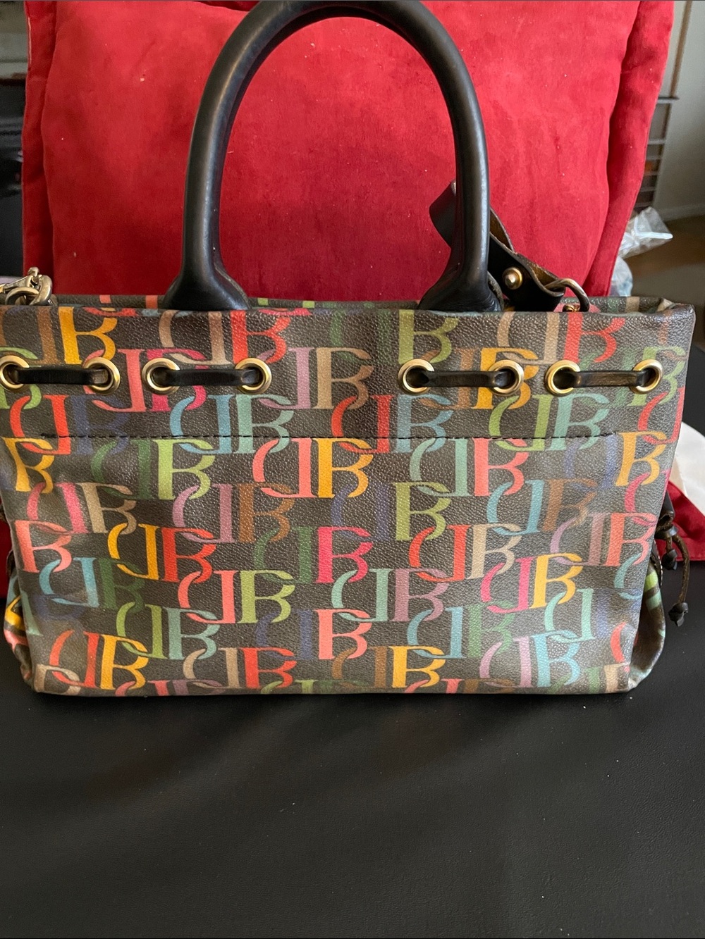 Dooney & Bourke Multicolor Logo Black Trim Hand Bag/ Crossbody